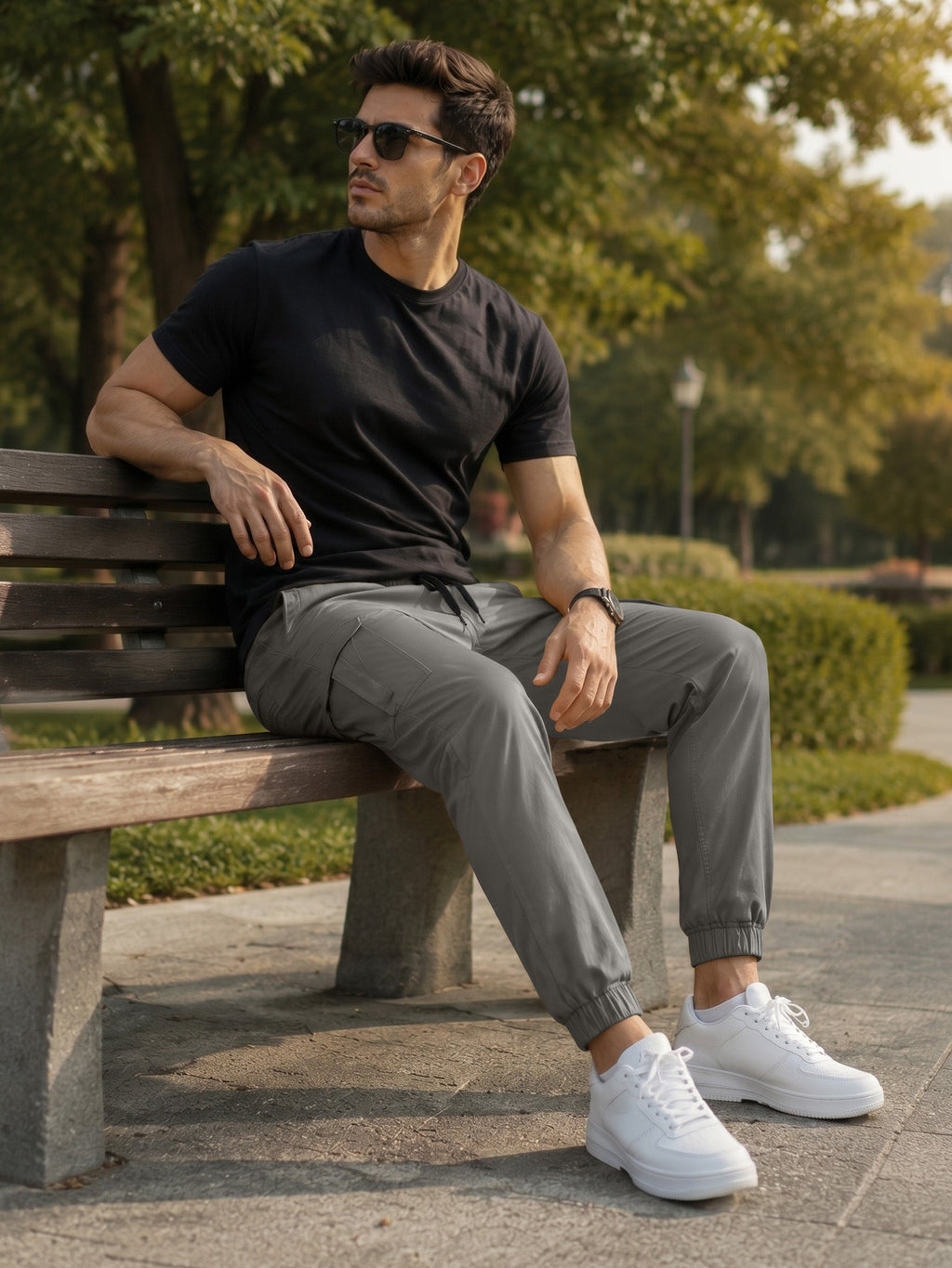 Dokotoo Men Men's Cotton Cargo Joggers Slim Fit Work Pants
