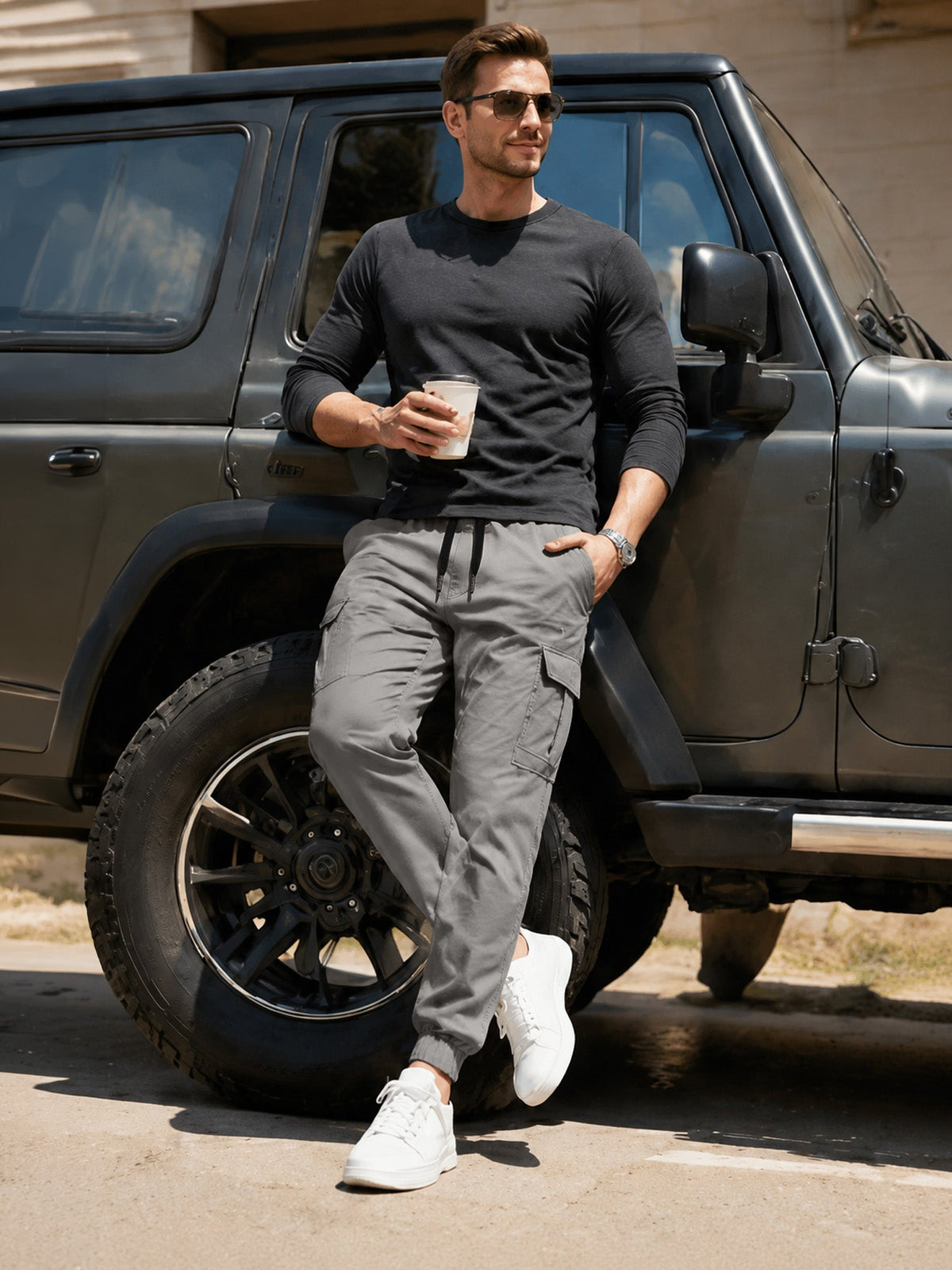Dokotoo Men Men's Cotton Cargo Joggers Slim Fit Work Pants