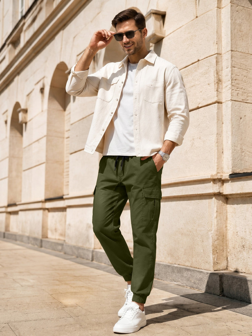 Dokotoo Men Men's Cotton Cargo Joggers Slim Fit Work Pants