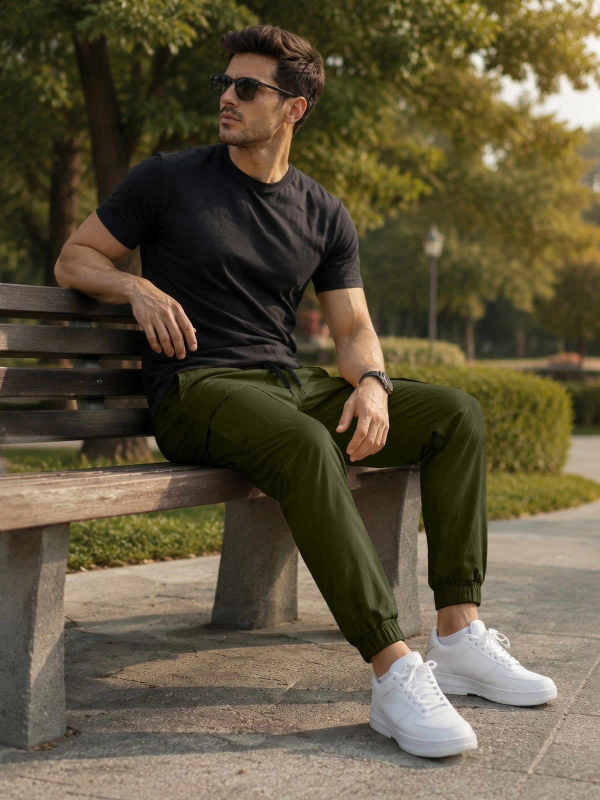 Dokotoo Men Men's Cotton Cargo Joggers Slim Fit Work Pants