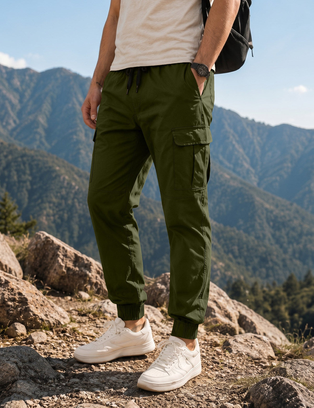 Dokotoo Men Men's Cotton Cargo Joggers Slim Fit Work Pants