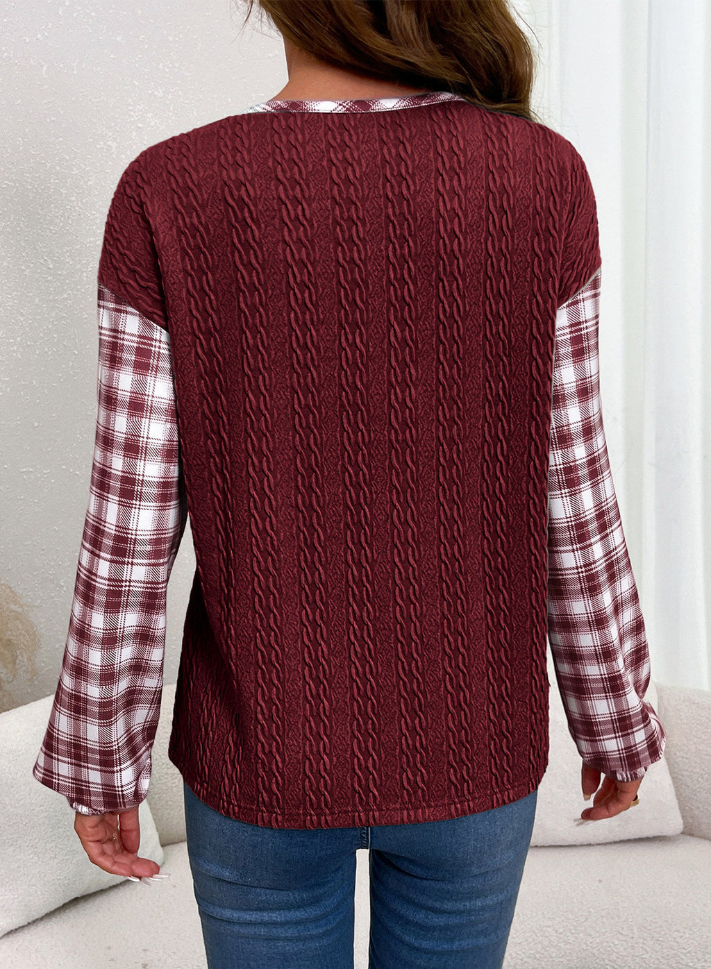 Dokotoo Long Sleeve Button Shirts for Women Trendy Loose Plaid Tunic Tops