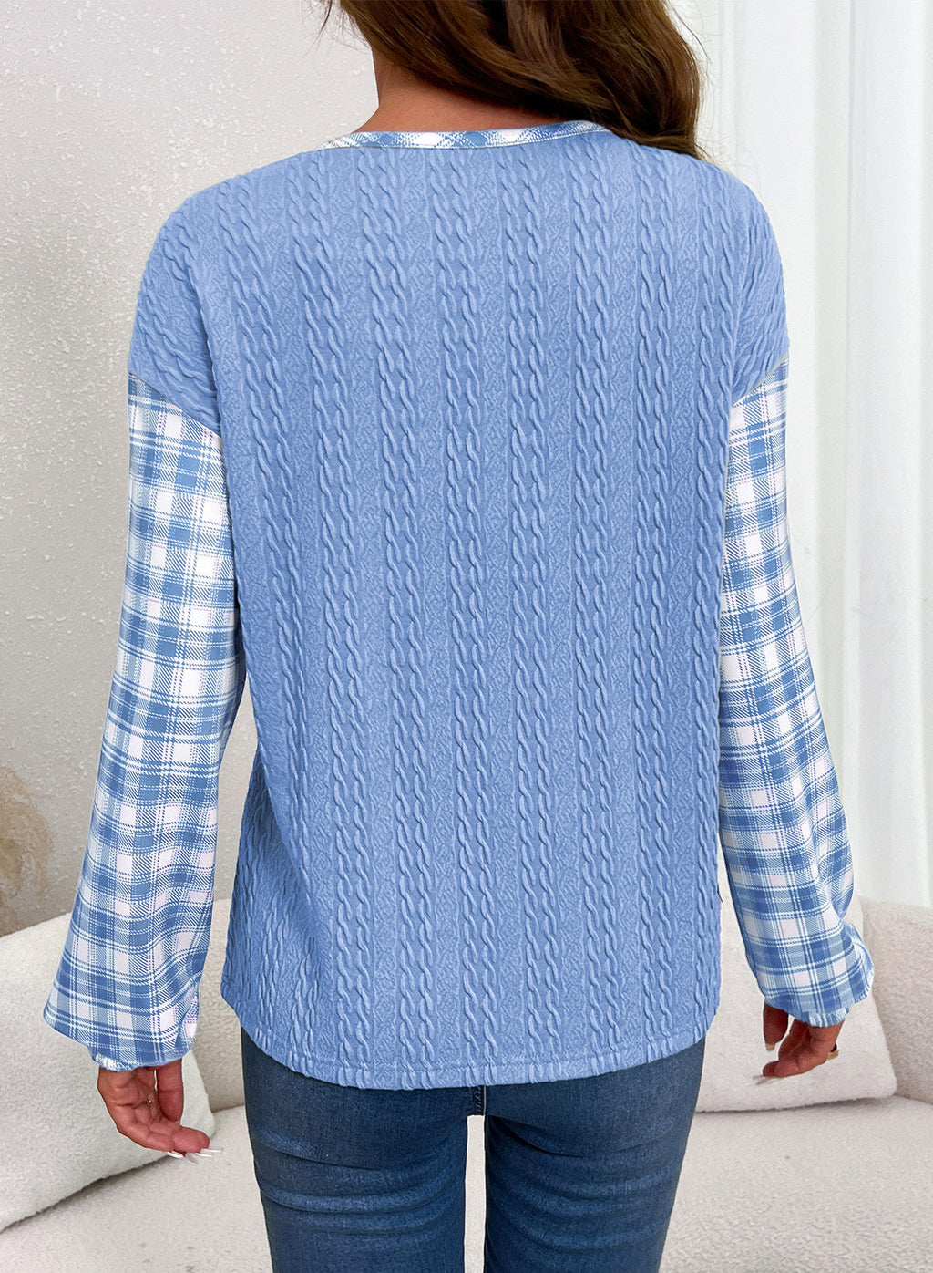 Dokotoo Long Sleeve Button Shirts for Women Trendy Loose Plaid Tunic Tops