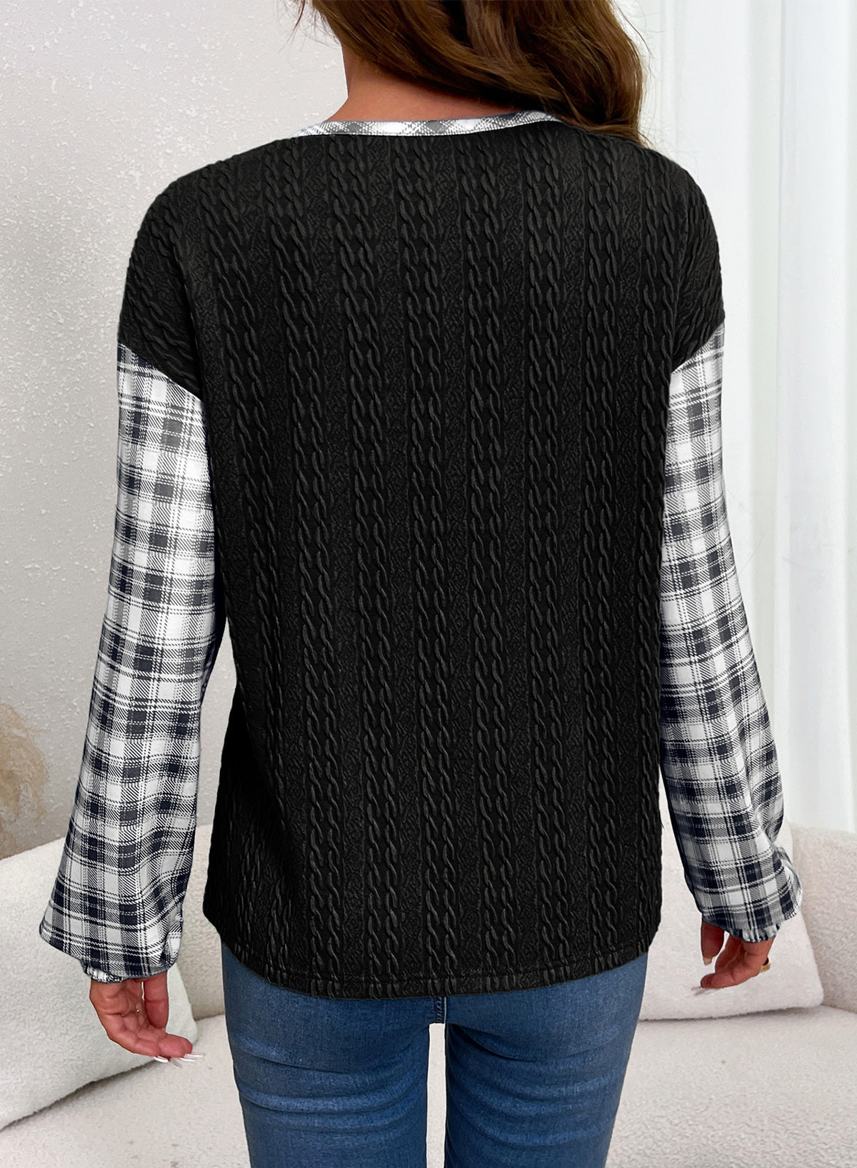 Dokotoo Long Sleeve Button Shirts for Women Trendy Loose Plaid Tunic Tops