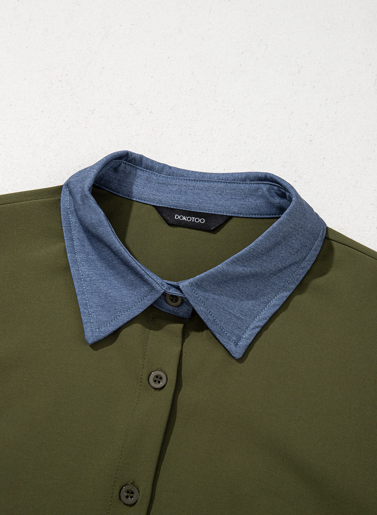 Dokotoo Button Down Shirts for Women Long Sleeve Denim Patchwork Tops