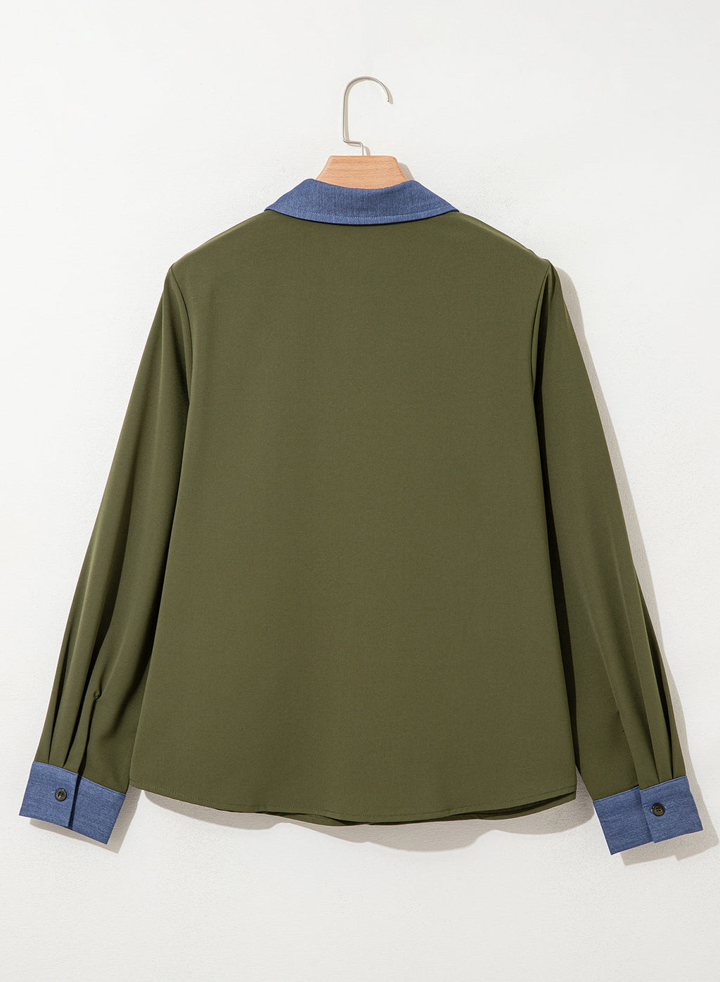 Dokotoo Button Down Shirts for Women Long Sleeve Denim Patchwork Tops