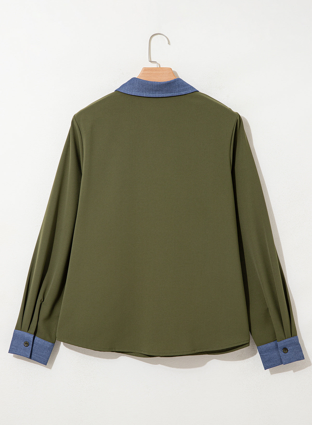 Dokotoo Button Down Shirts for Women Long Sleeve Denim Patchwork Tops