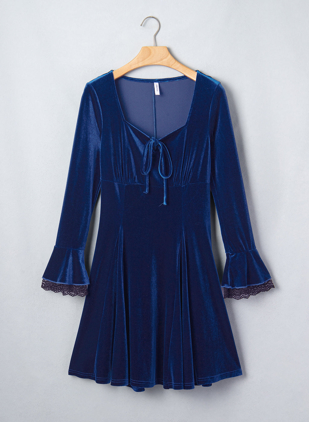 Dokotoo Womens Fall Dresses Lace Long Sleeve Velvet Dress