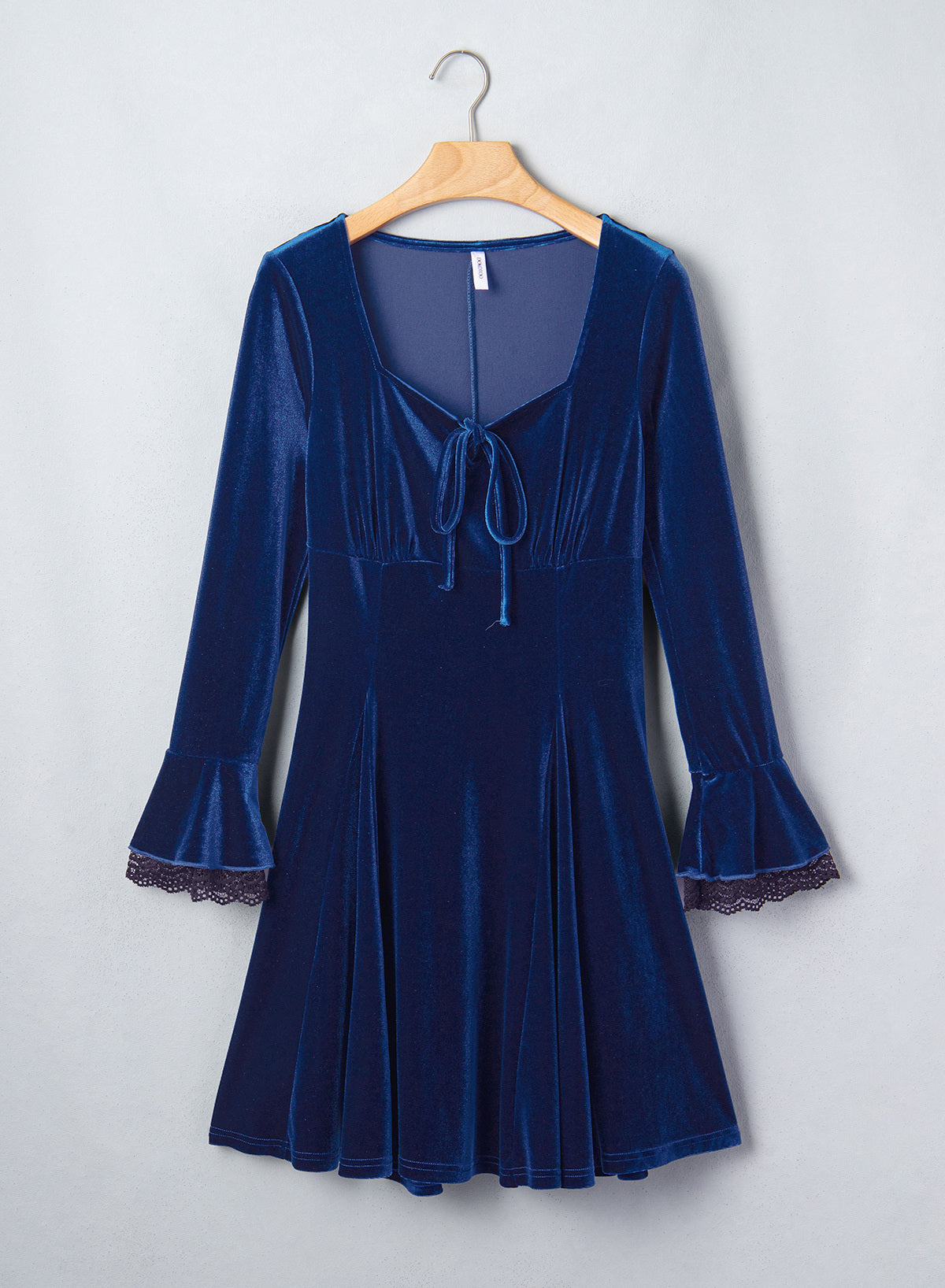 Dokotoo Womens Fall Dresses Lace Long Sleeve Velvet Dress