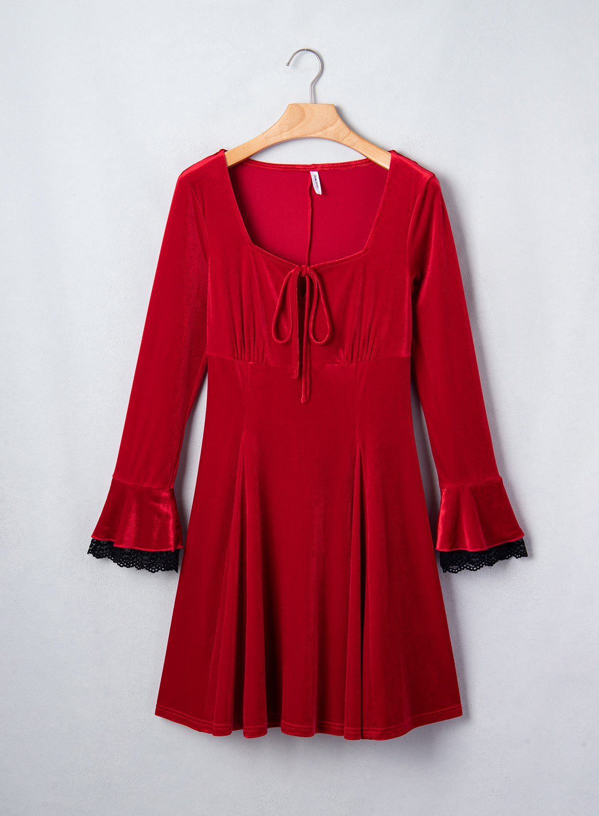 Dokotoo Womens Fall Dresses Lace Long Sleeve Velvet Dress
