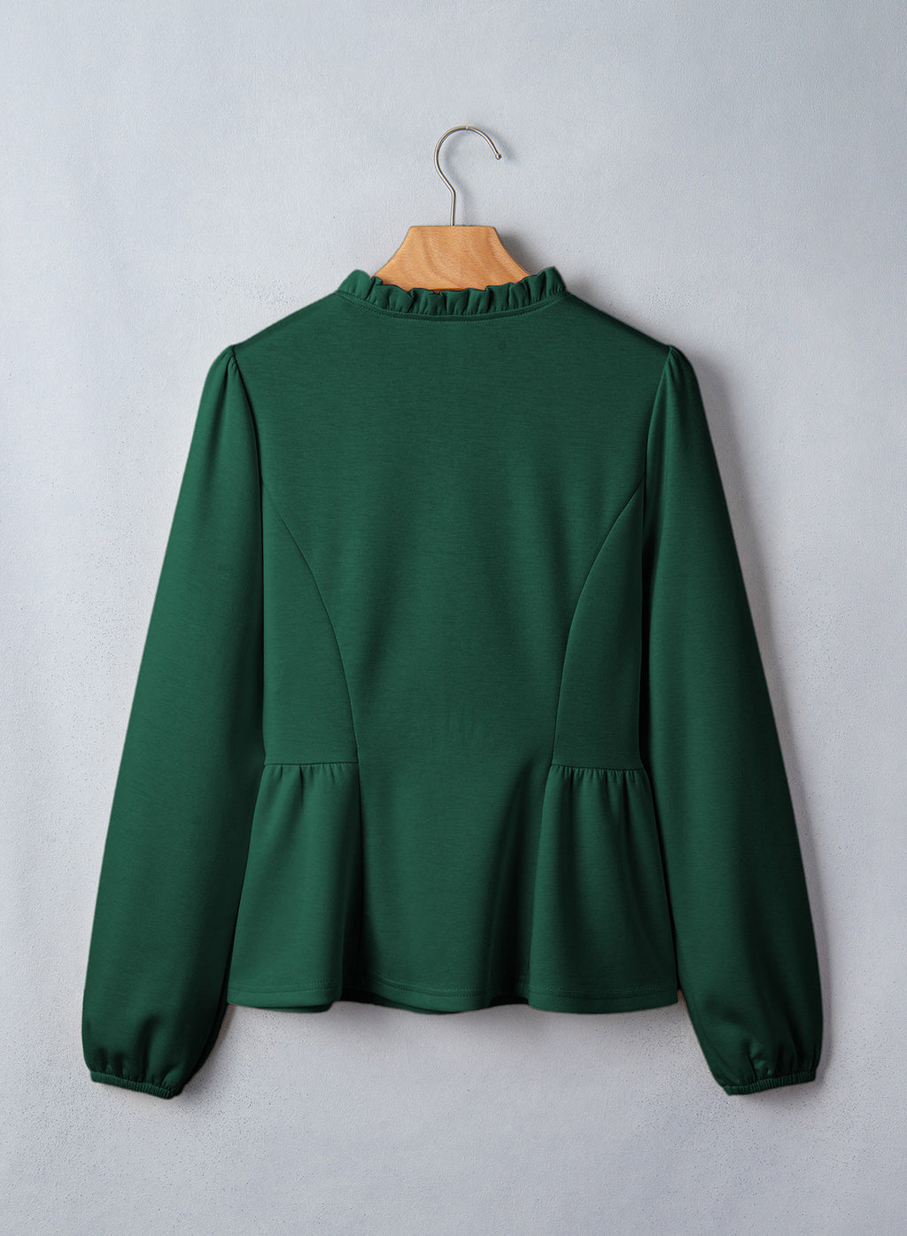Womens Tops Ruffle Trim V Neck Peplum Babydoll Long Sleeve Shirts