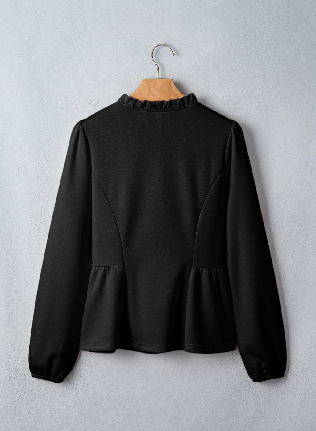 Womens Tops Ruffle Trim V Neck Peplum Babydoll Long Sleeve Shirts