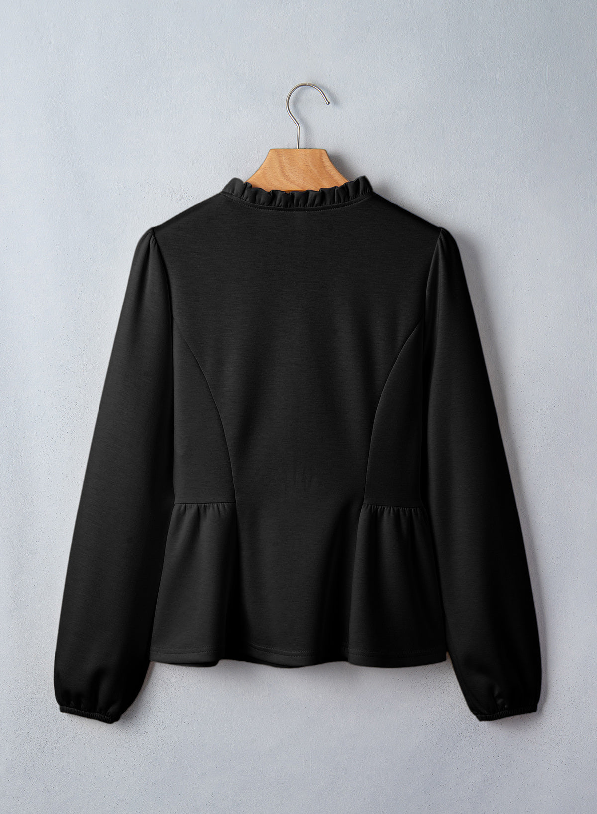 Womens Tops Ruffle Trim V Neck Peplum Babydoll Long Sleeve Shirts