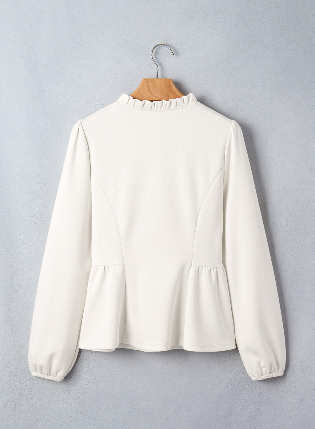 Womens Tops Ruffle Trim V Neck Peplum Babydoll Long Sleeve Shirts