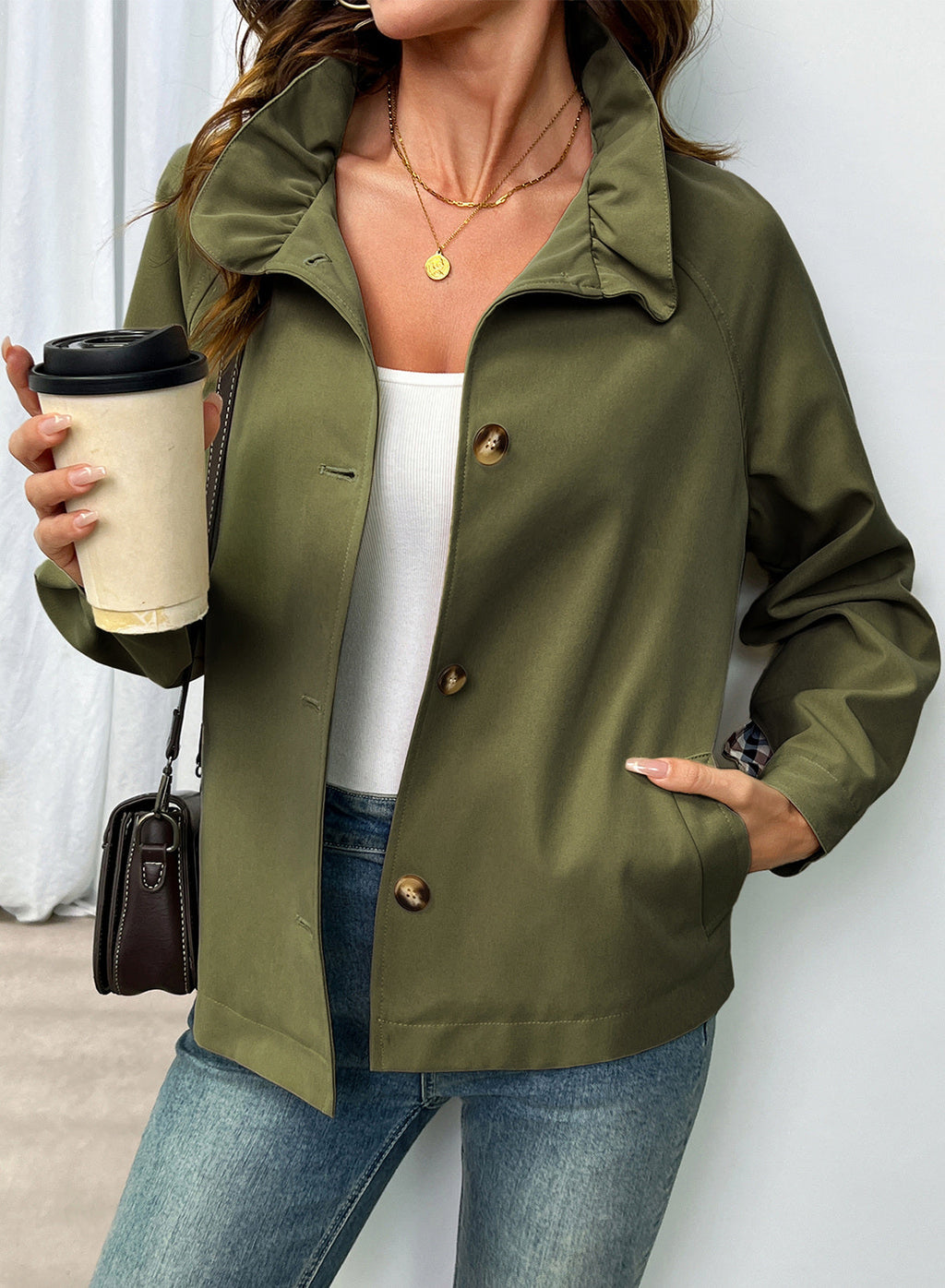 Dokotoo Womens Trench Coat Lightweight Single Breasted Jacket Outerwear