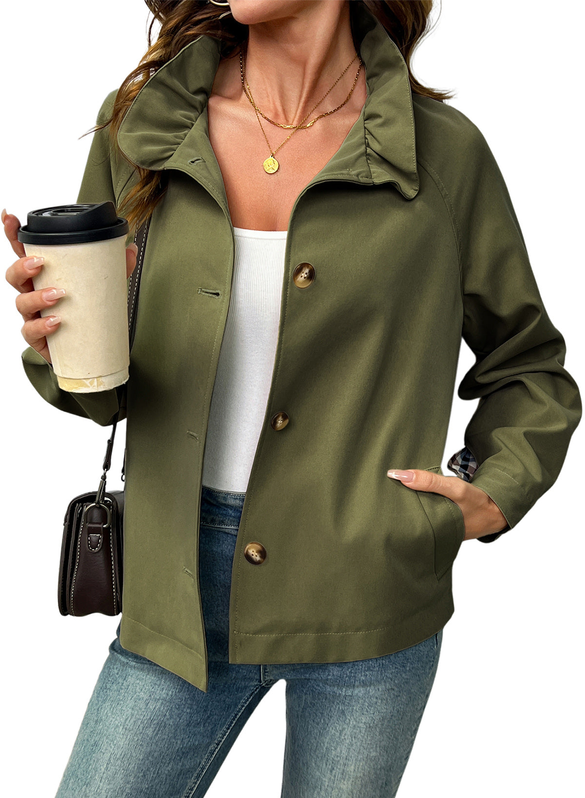 Dokotoo Womens Trench Coat Lightweight Single Breasted Jacket Outerwear