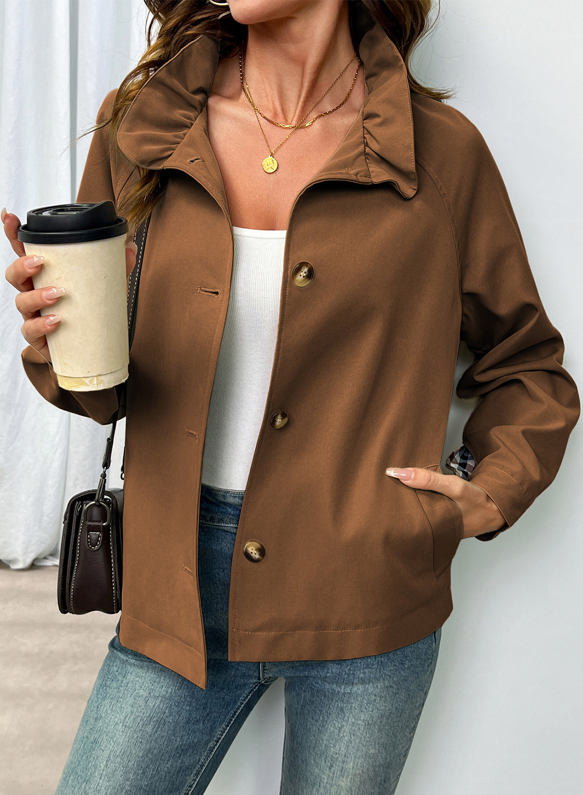 Dokotoo Womens Trench Coat Lightweight Single Breasted Jacket Outerwear
