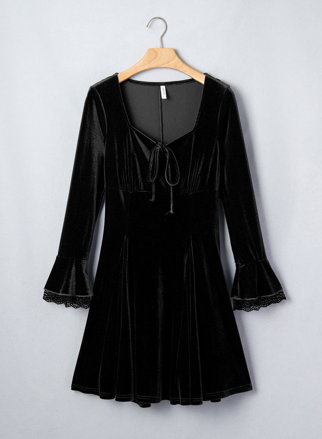 Dokotoo Womens Fall Dresses Lace Long Sleeve Velvet Dress
