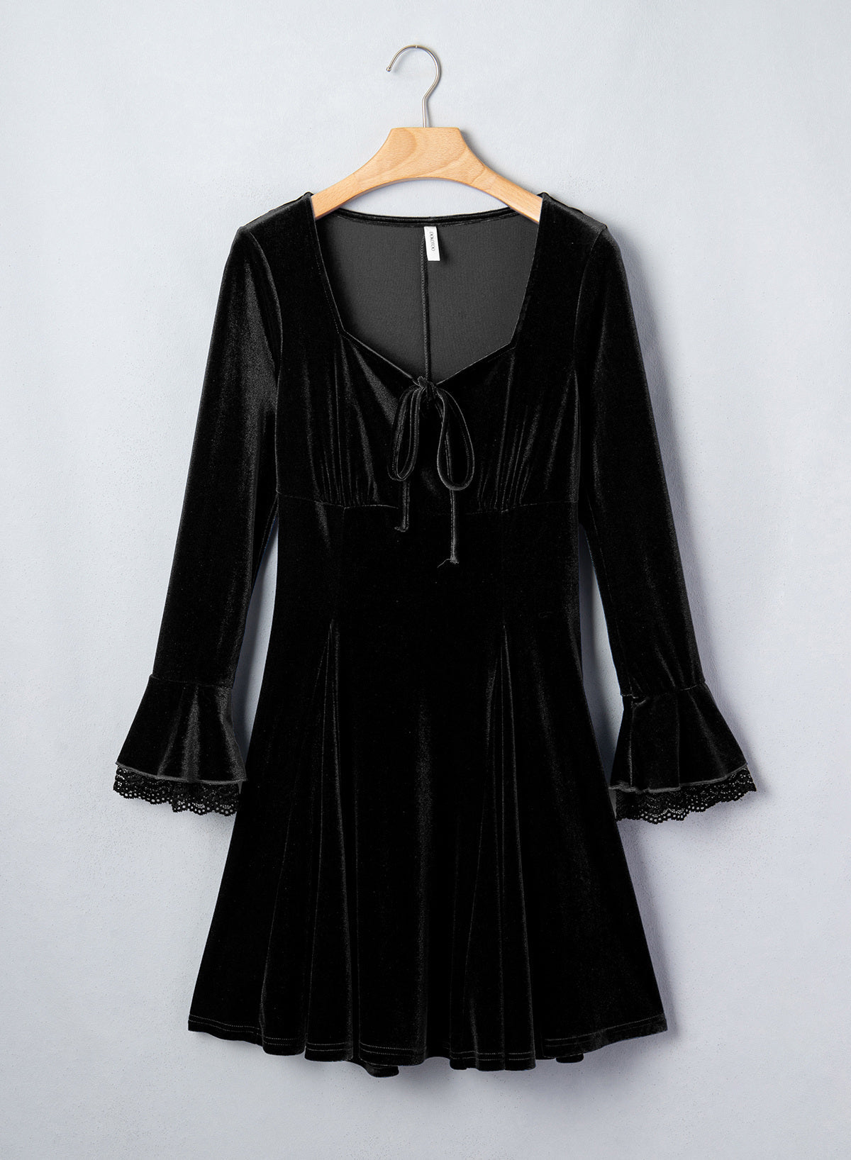 Dokotoo Womens Fall Dresses Lace Long Sleeve Velvet Dress