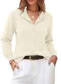 Dokotoo Cardigan Sweaters for Women Long Sleeve Stand Collar Ruffle Button Down Cardigans
