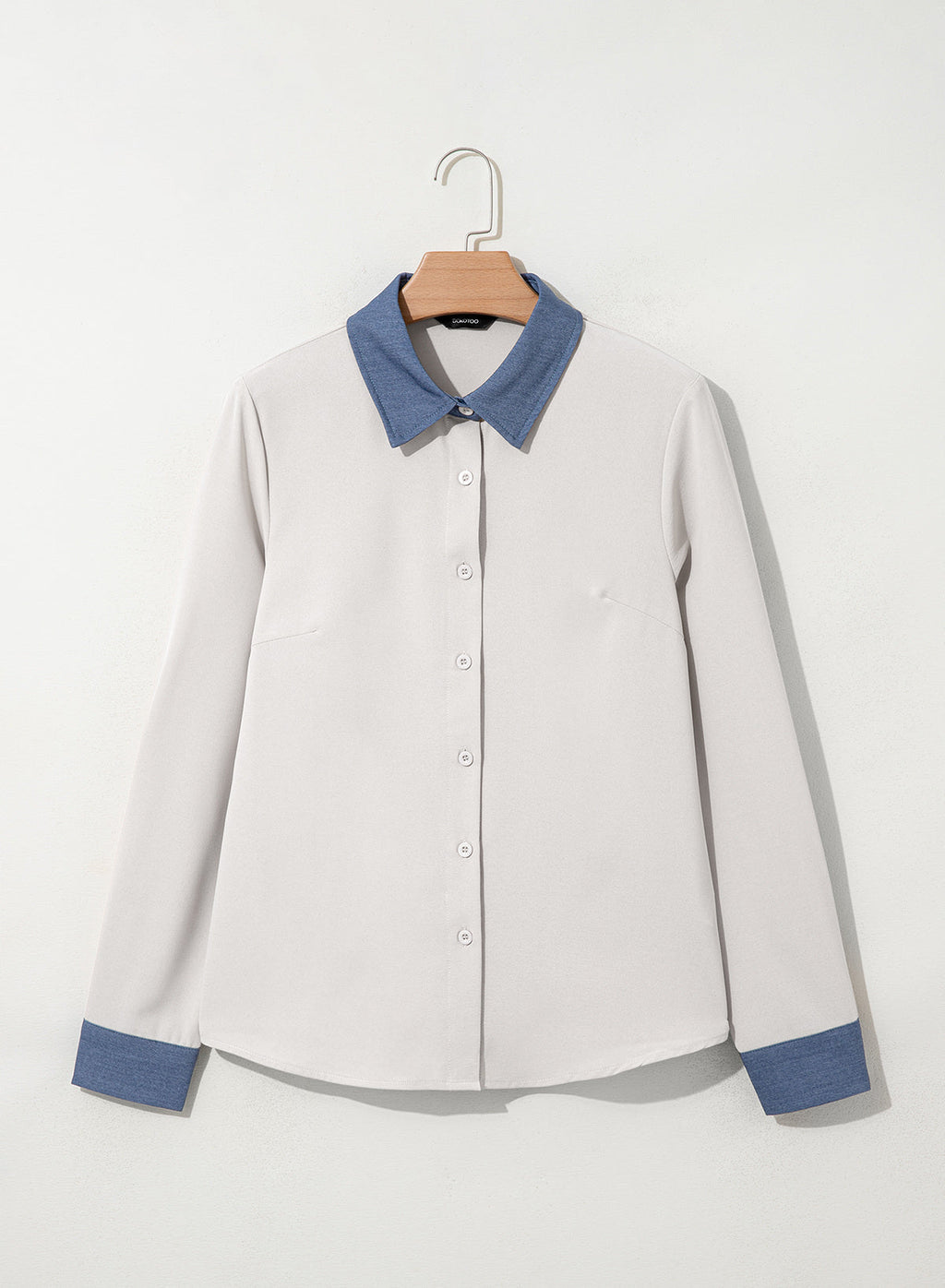 Dokotoo Button Down Shirts for Women Long Sleeve Denim Patchwork Tops