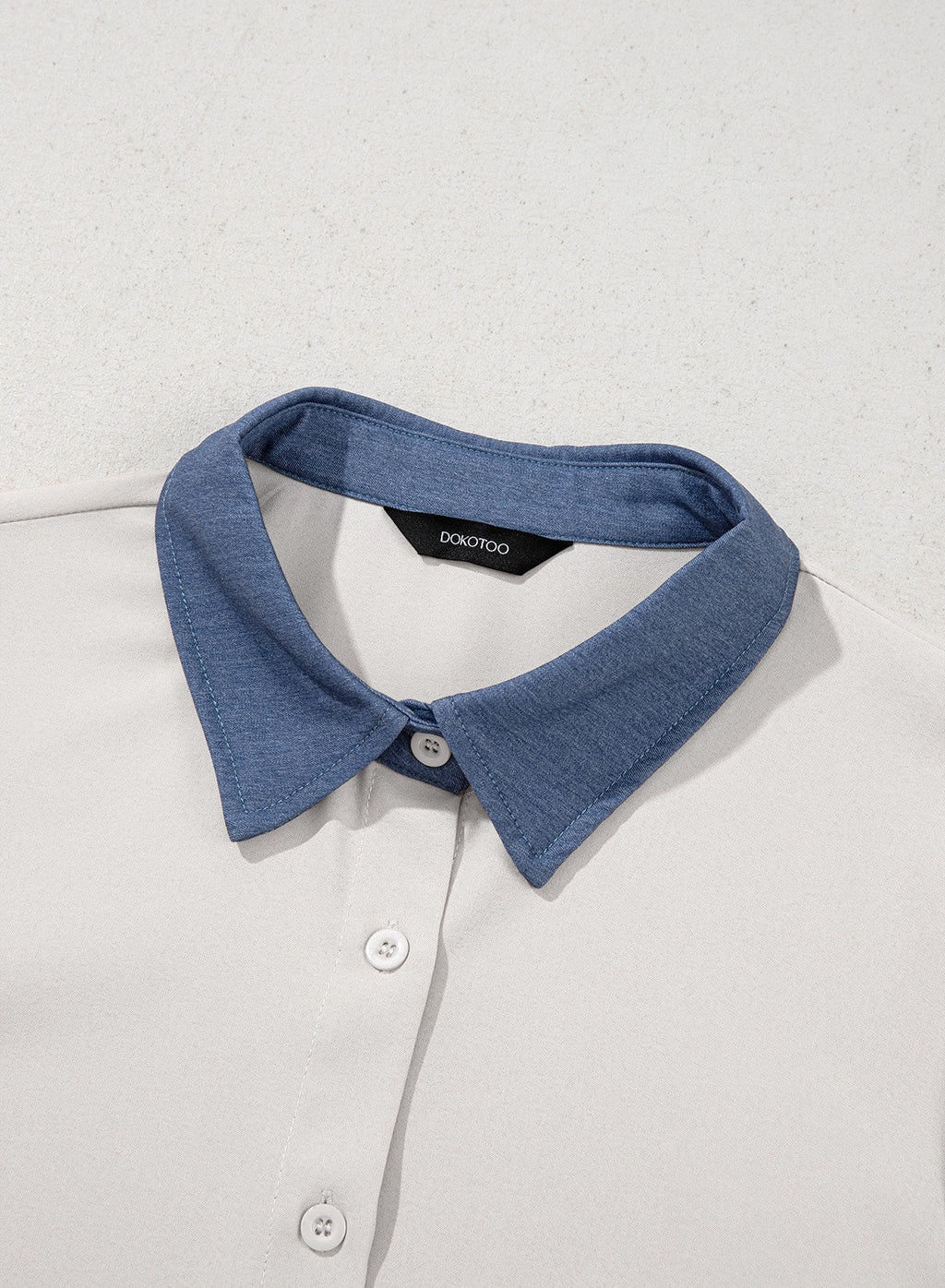 Dokotoo Button Down Shirts for Women Long Sleeve Denim Patchwork Tops