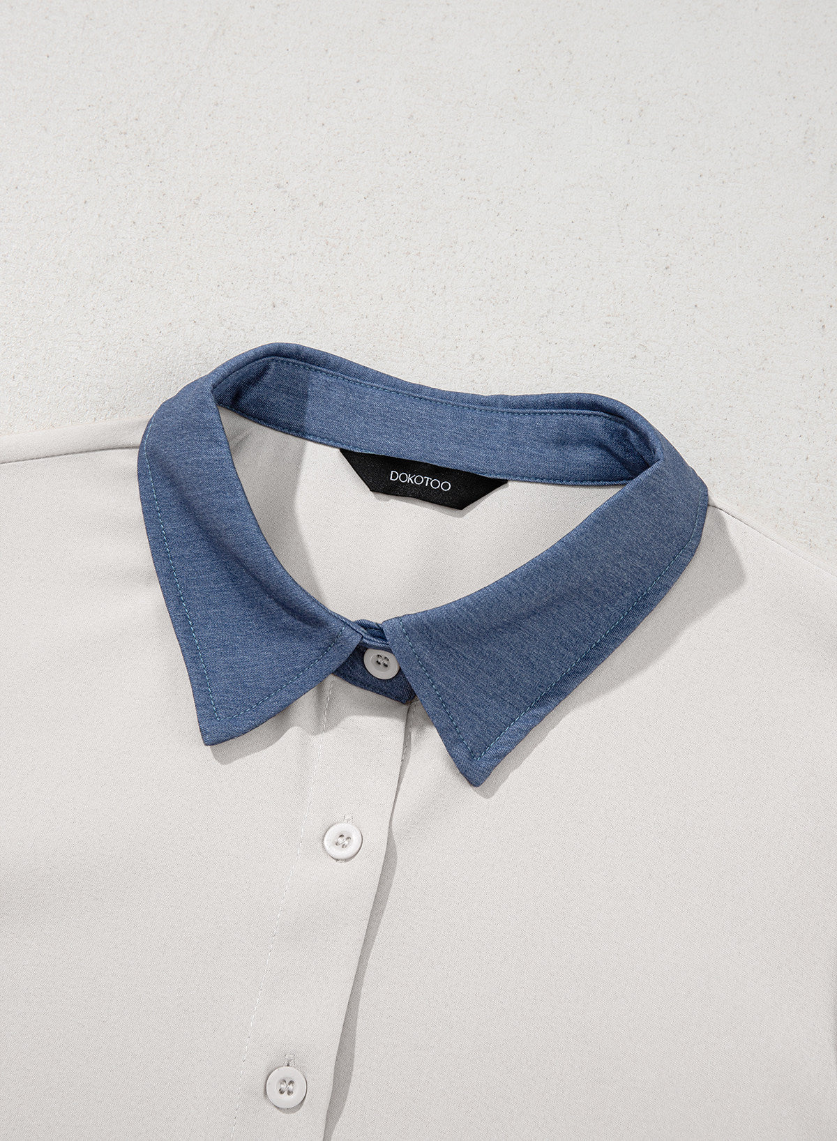 Dokotoo Button Down Shirts for Women Long Sleeve Denim Patchwork Tops