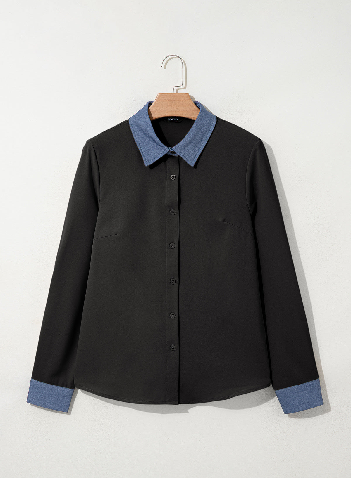 Dokotoo Button Down Shirts for Women Long Sleeve Denim Patchwork Tops