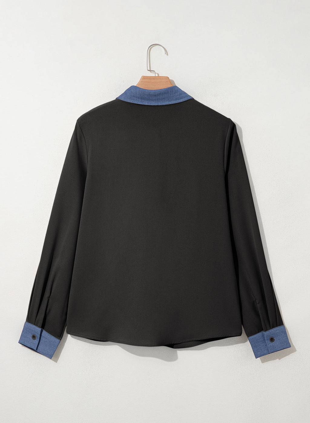 Dokotoo Button Down Shirts for Women Long Sleeve Denim Patchwork Tops