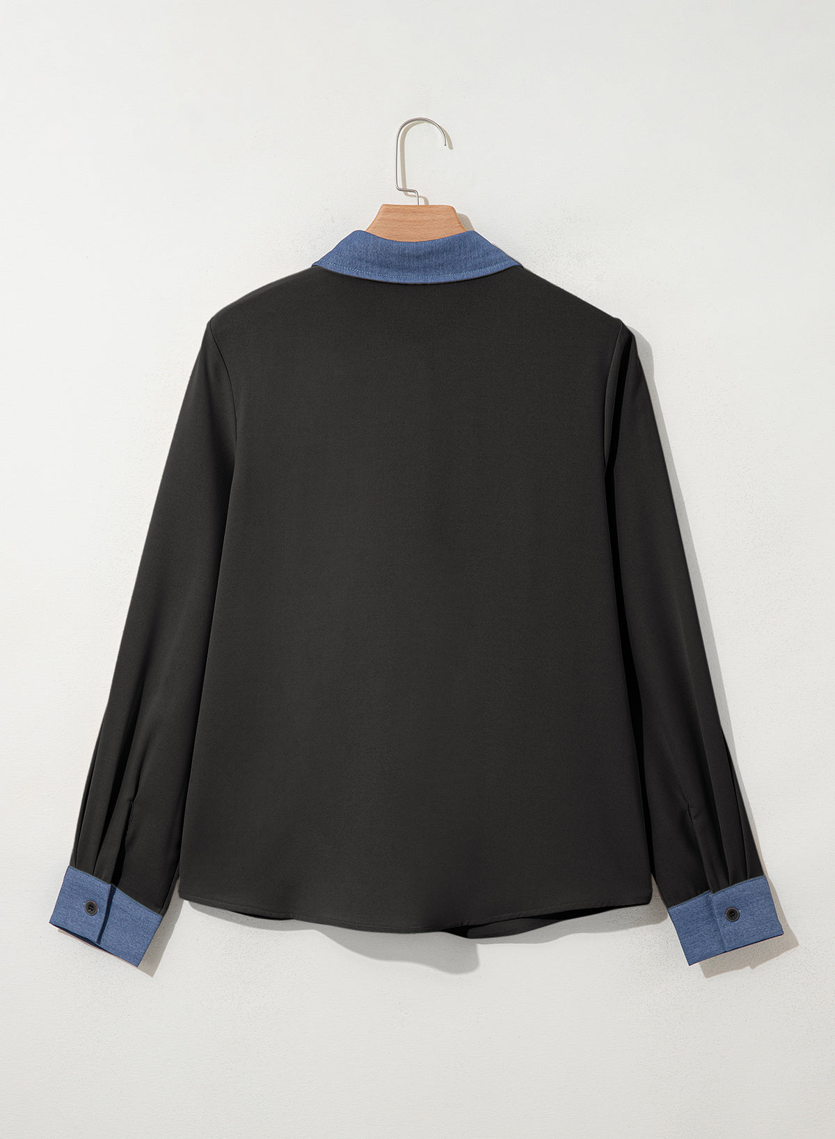Dokotoo Button Down Shirts for Women Long Sleeve Denim Patchwork Tops