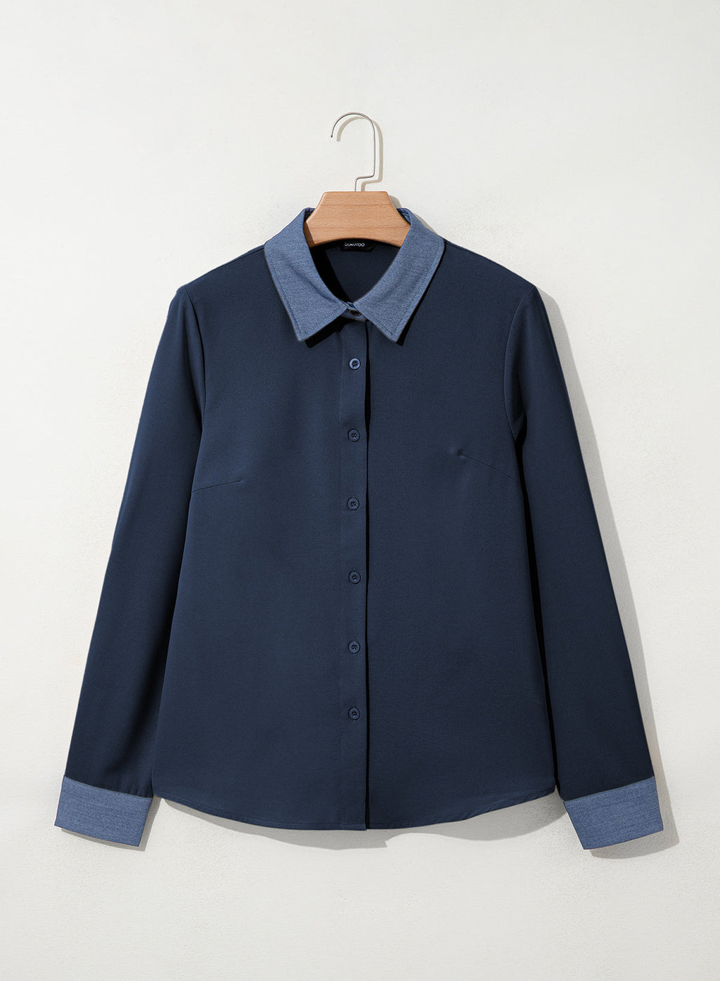 Dokotoo Button Down Shirts for Women Long Sleeve Denim Patchwork Tops