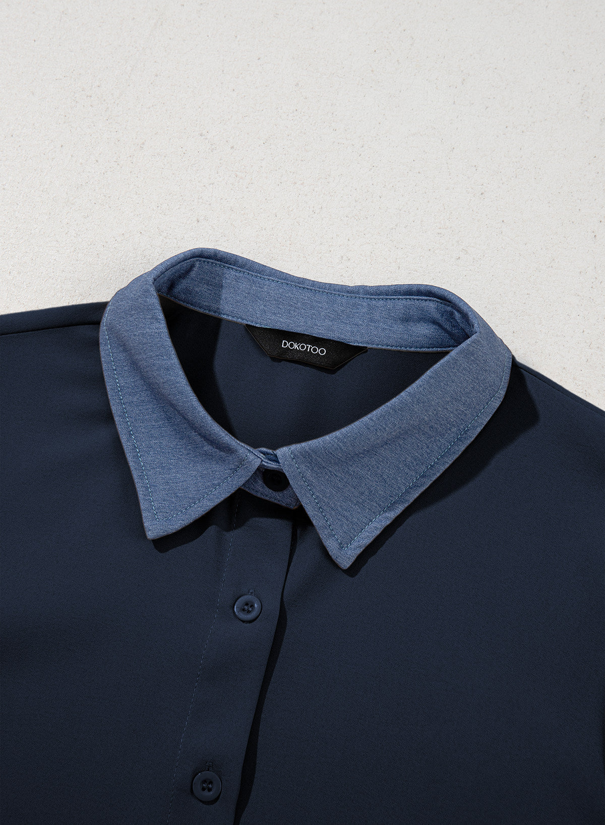 Dokotoo Button Down Shirts for Women Long Sleeve Denim Patchwork Tops