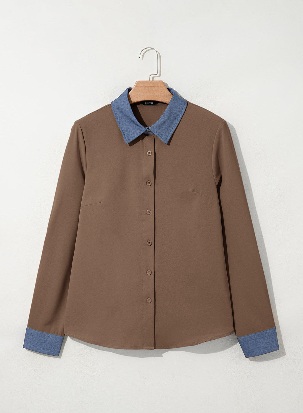Dokotoo Button Down Shirts for Women Long Sleeve Denim Patchwork Tops