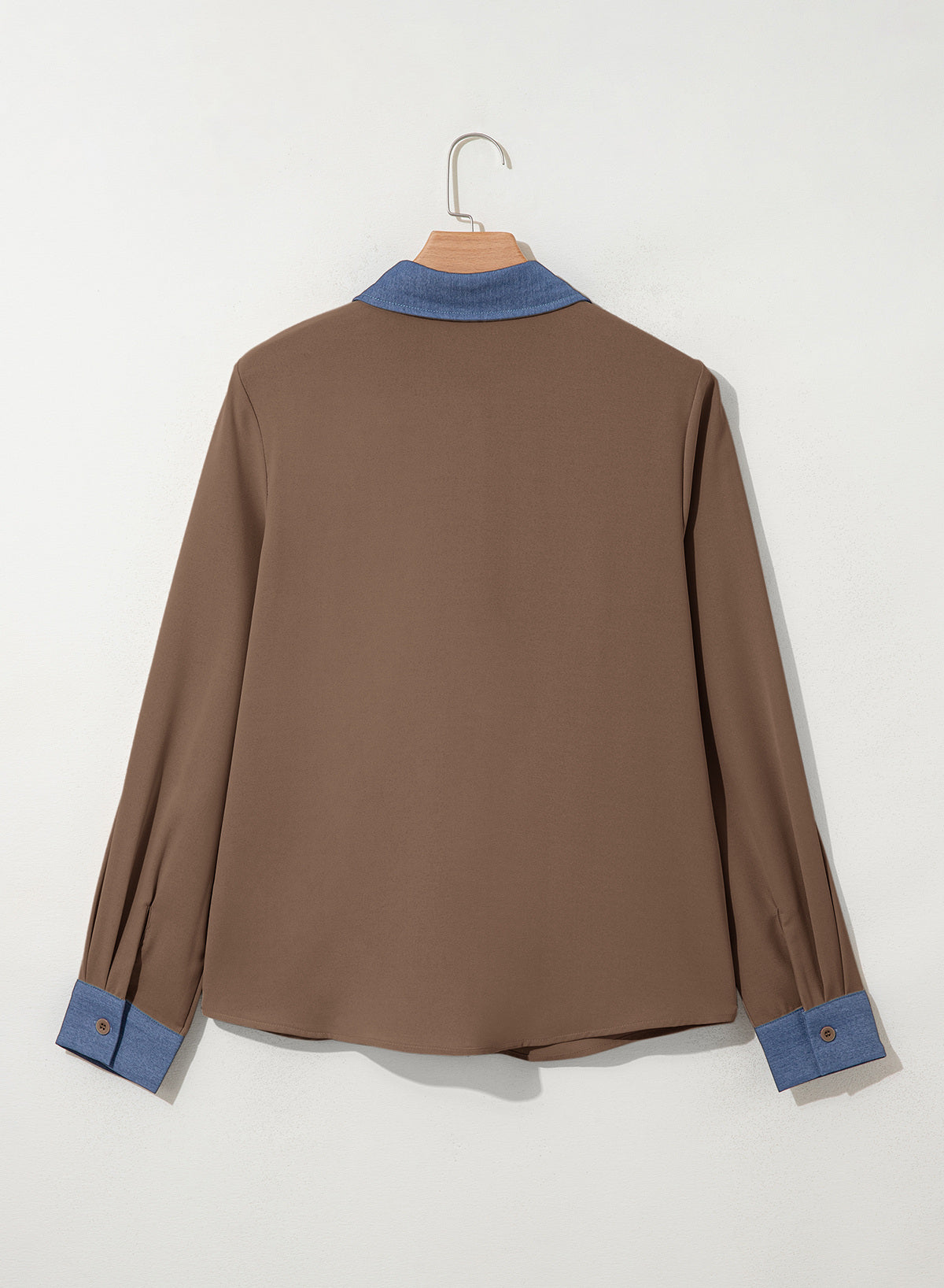Dokotoo Button Down Shirts for Women Long Sleeve Denim Patchwork Tops