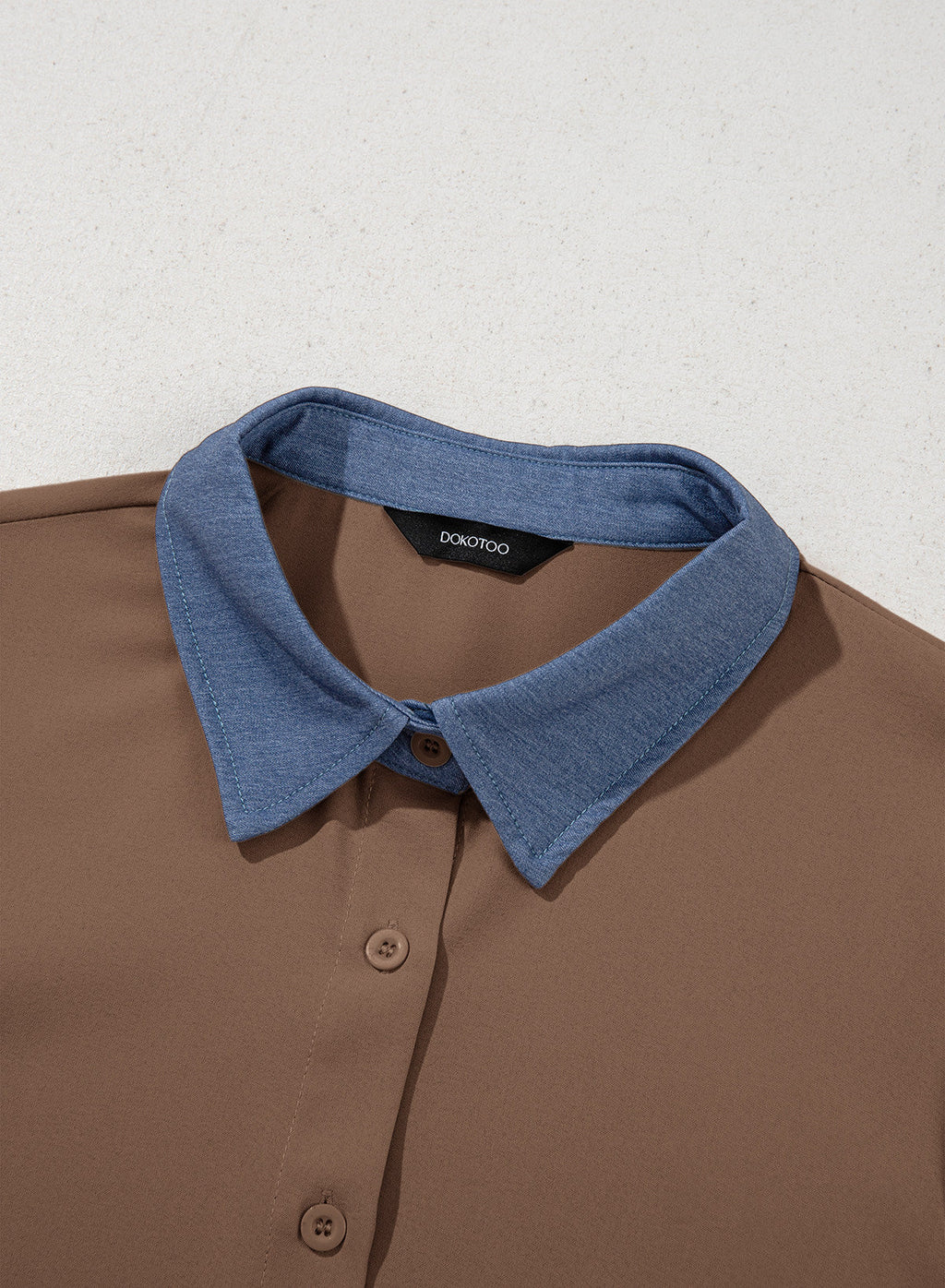 Dokotoo Button Down Shirts for Women Long Sleeve Denim Patchwork Tops
