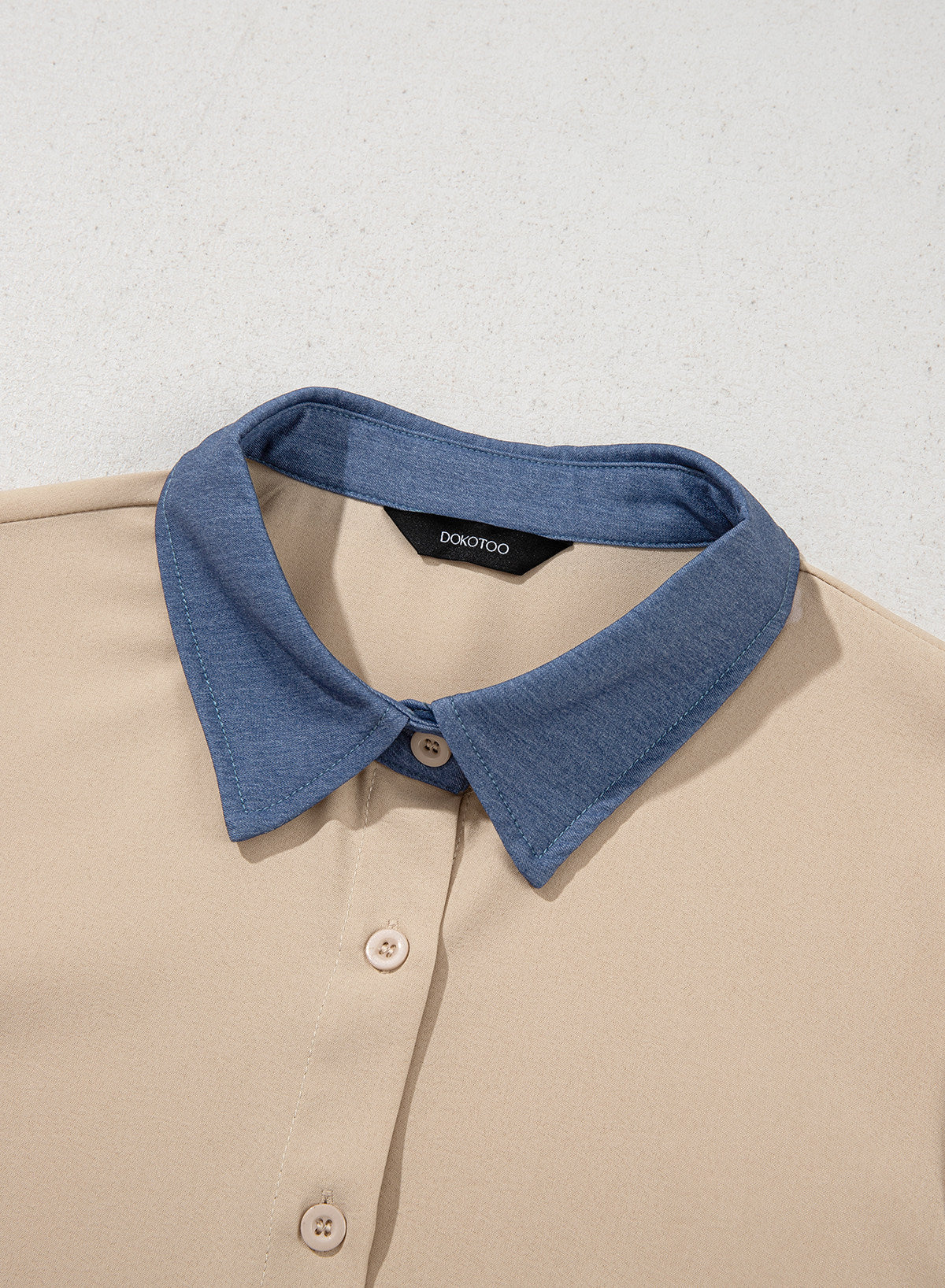 Dokotoo Button Down Shirts for Women Long Sleeve Denim Patchwork Tops