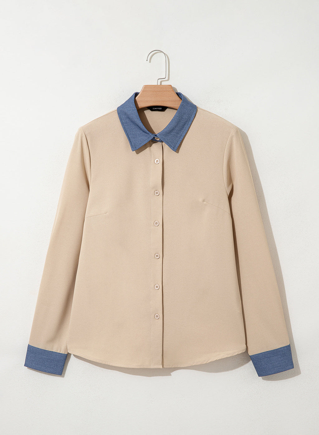 Dokotoo Button Down Shirts for Women Long Sleeve Denim Patchwork Tops