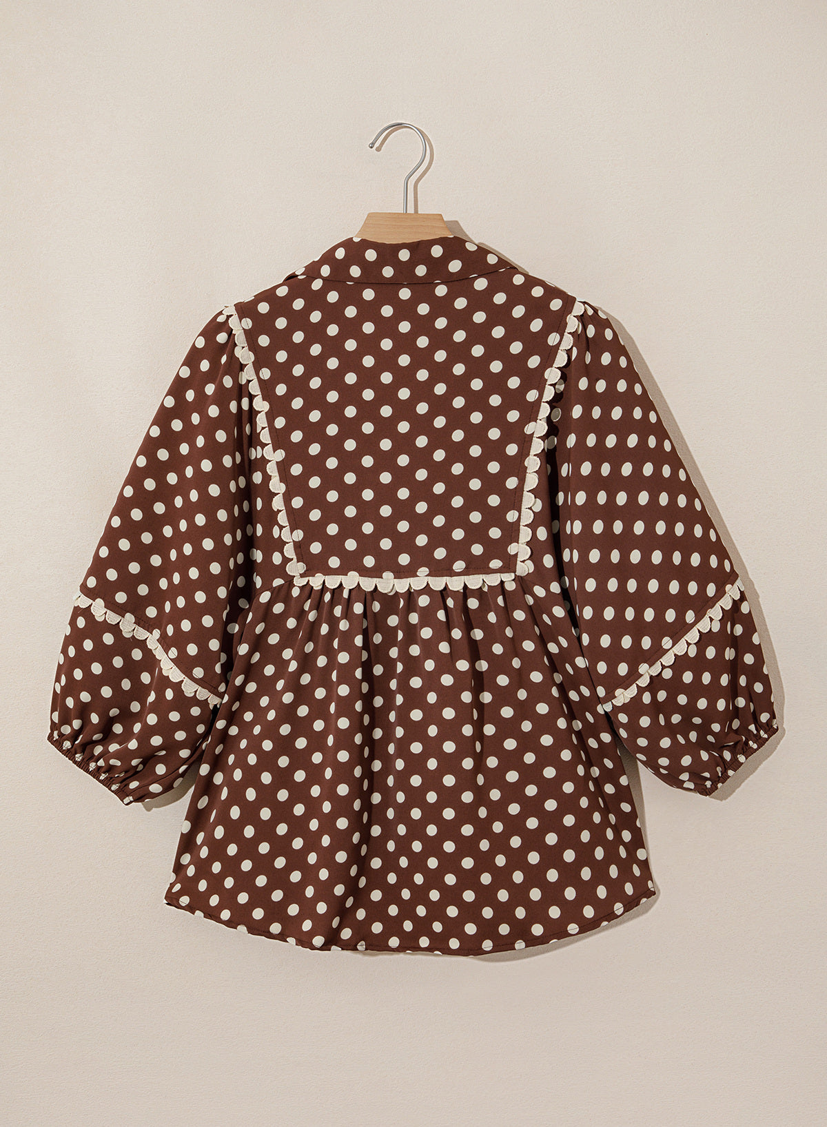 Dokotoo Womens Babydoll Tops 3/4 Sleeve Dressy Casual Blouse Collar Shirts