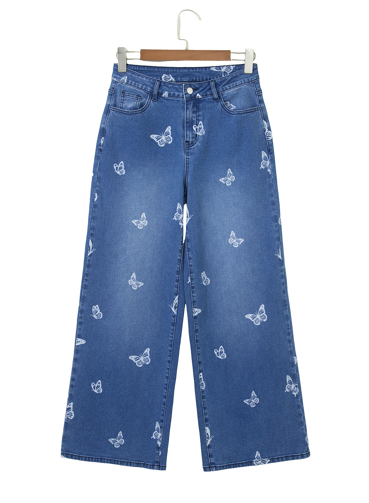 Dokotoo Women's Wide Leg Jeans Floral Print Baggy Denim Pants with Pockets