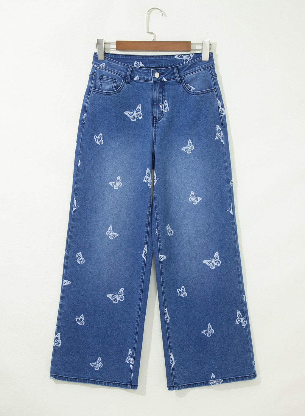 Dokotoo Women's Wide Leg Jeans Floral Print Baggy Denim Pants with Pockets
