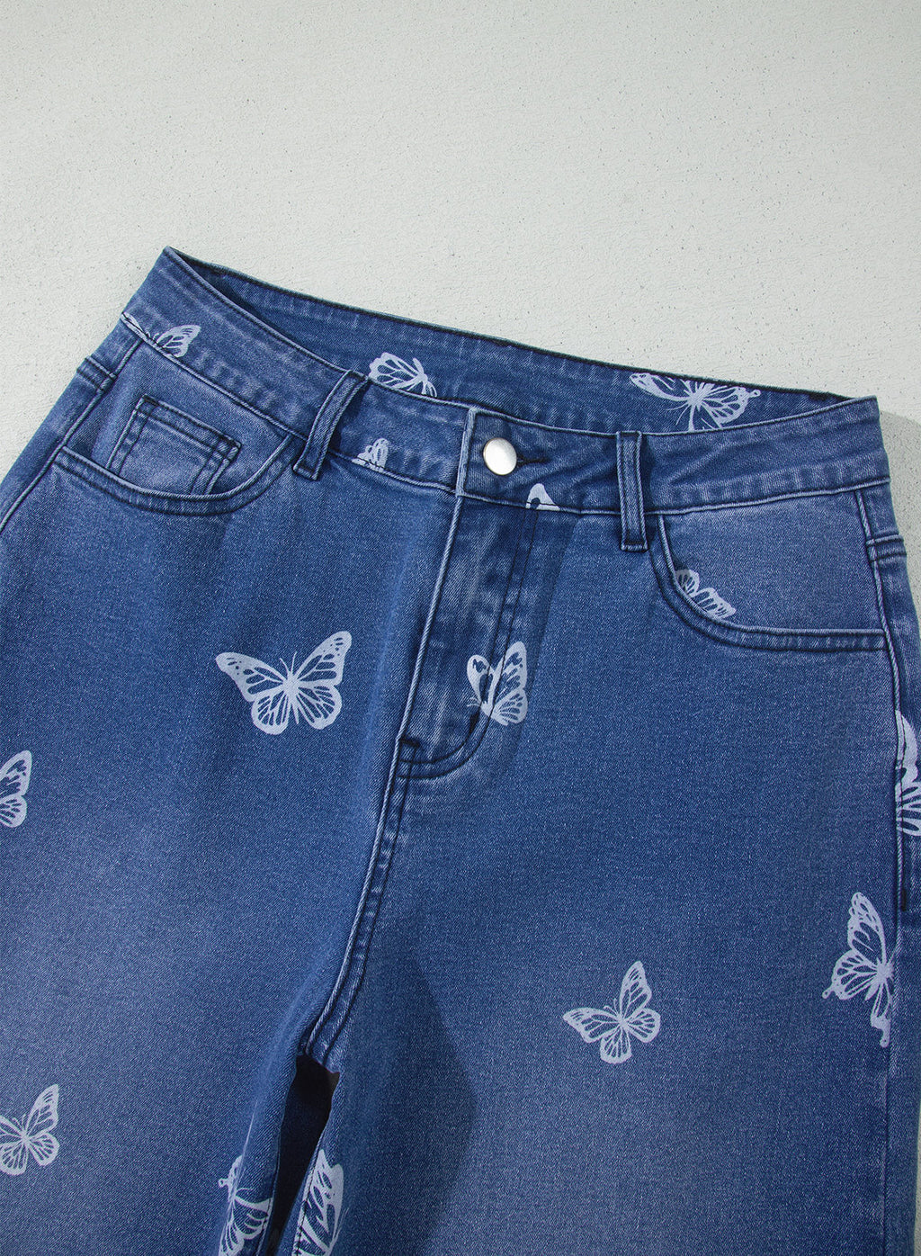 Dokotoo Women's Wide Leg Jeans Floral Print Baggy Denim Pants with Pockets