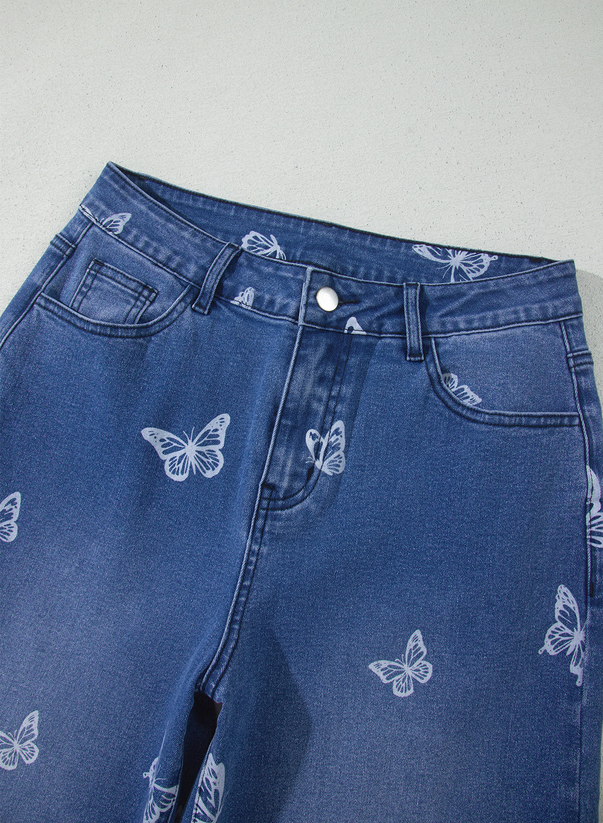 Dokotoo Women's Wide Leg Jeans Floral Print Baggy Denim Pants with Pockets