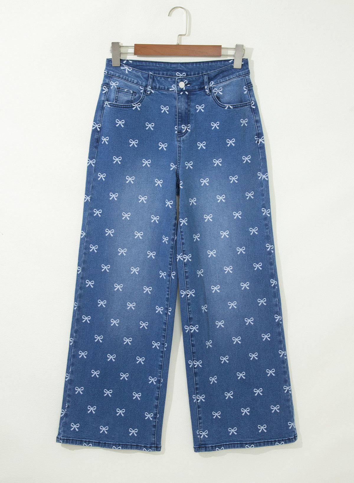Dokotoo Women's Wide Leg Jeans Floral Print Baggy Denim Pants with Pockets