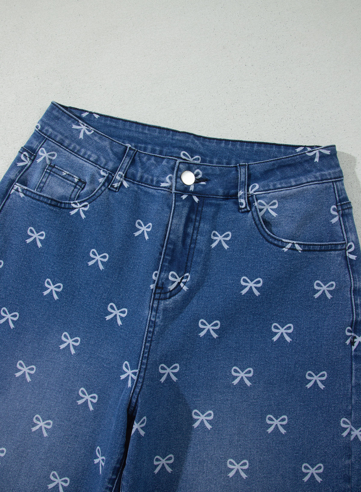 Dokotoo Women's Wide Leg Jeans Floral Print Baggy Denim Pants with Pockets