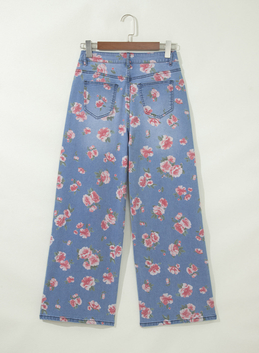 Dokotoo Women's Wide Leg Jeans Floral Print Baggy Denim Pants with Pockets