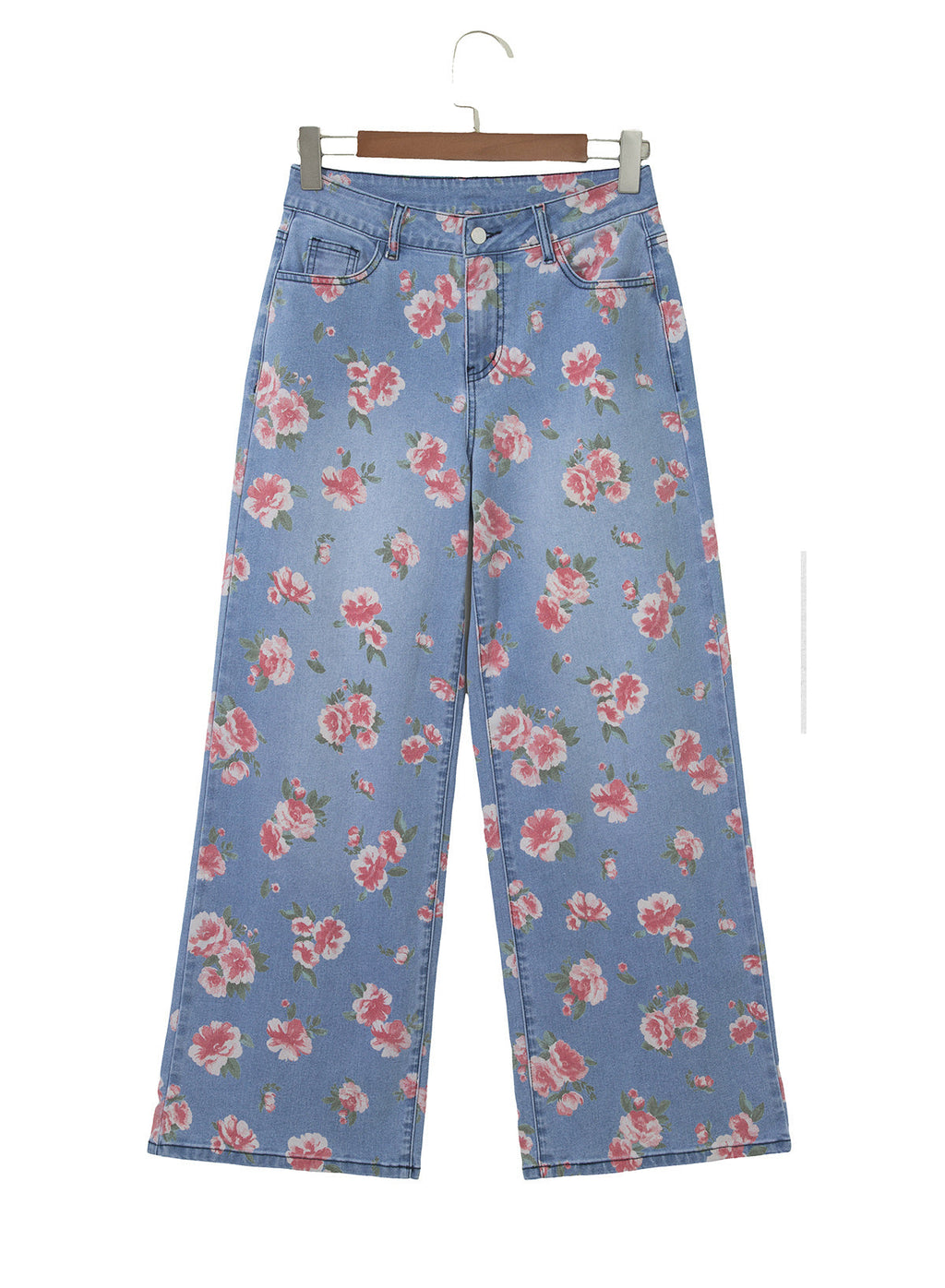 Dokotoo Women's Wide Leg Jeans Floral Print Baggy Denim Pants with Pockets