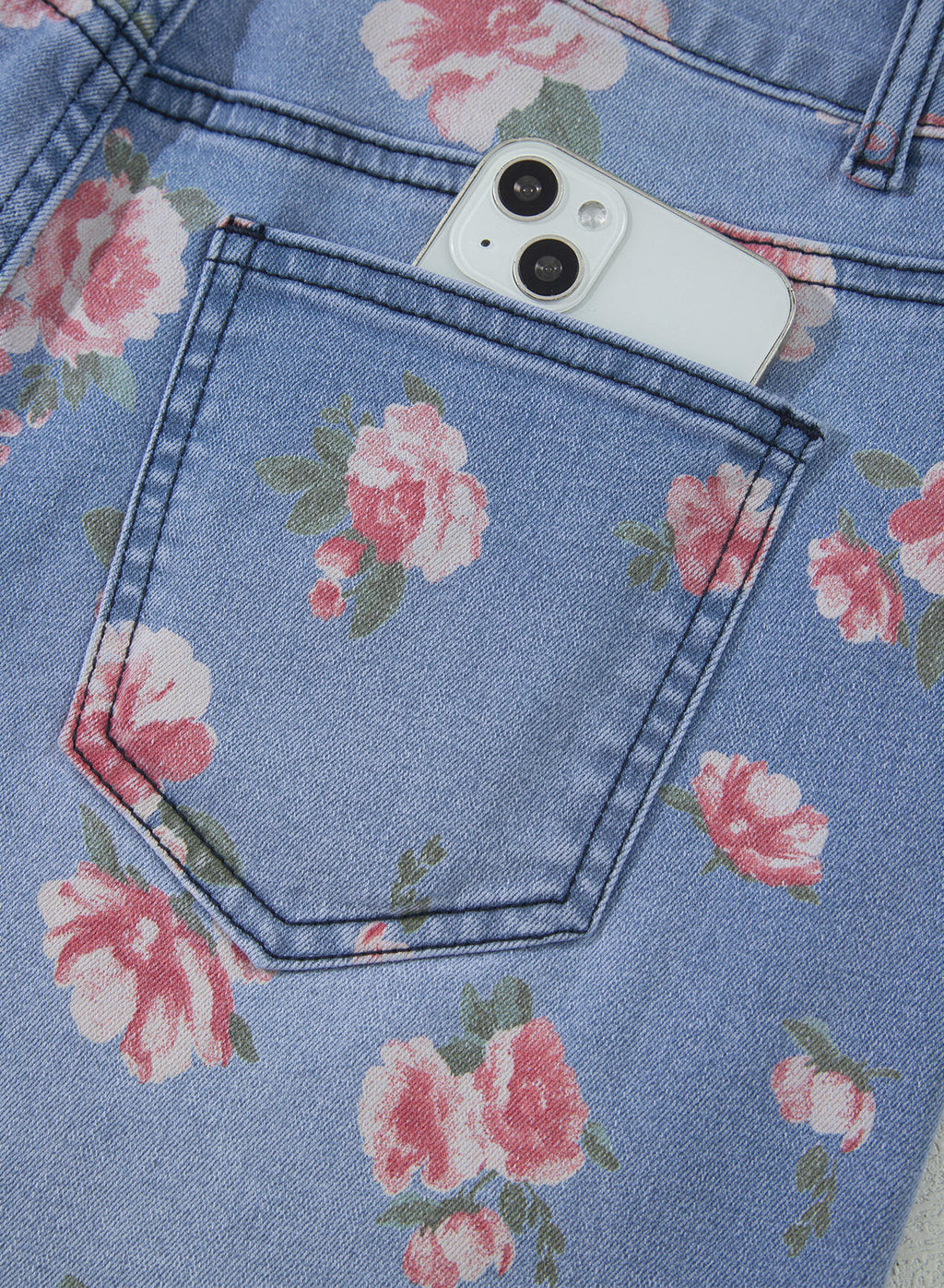 Dokotoo Women's Wide Leg Jeans Floral Print Baggy Denim Pants with Pockets
