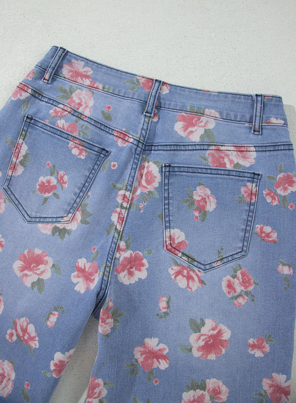 Dokotoo Women's Wide Leg Jeans Floral Print Baggy Denim Pants with Pockets