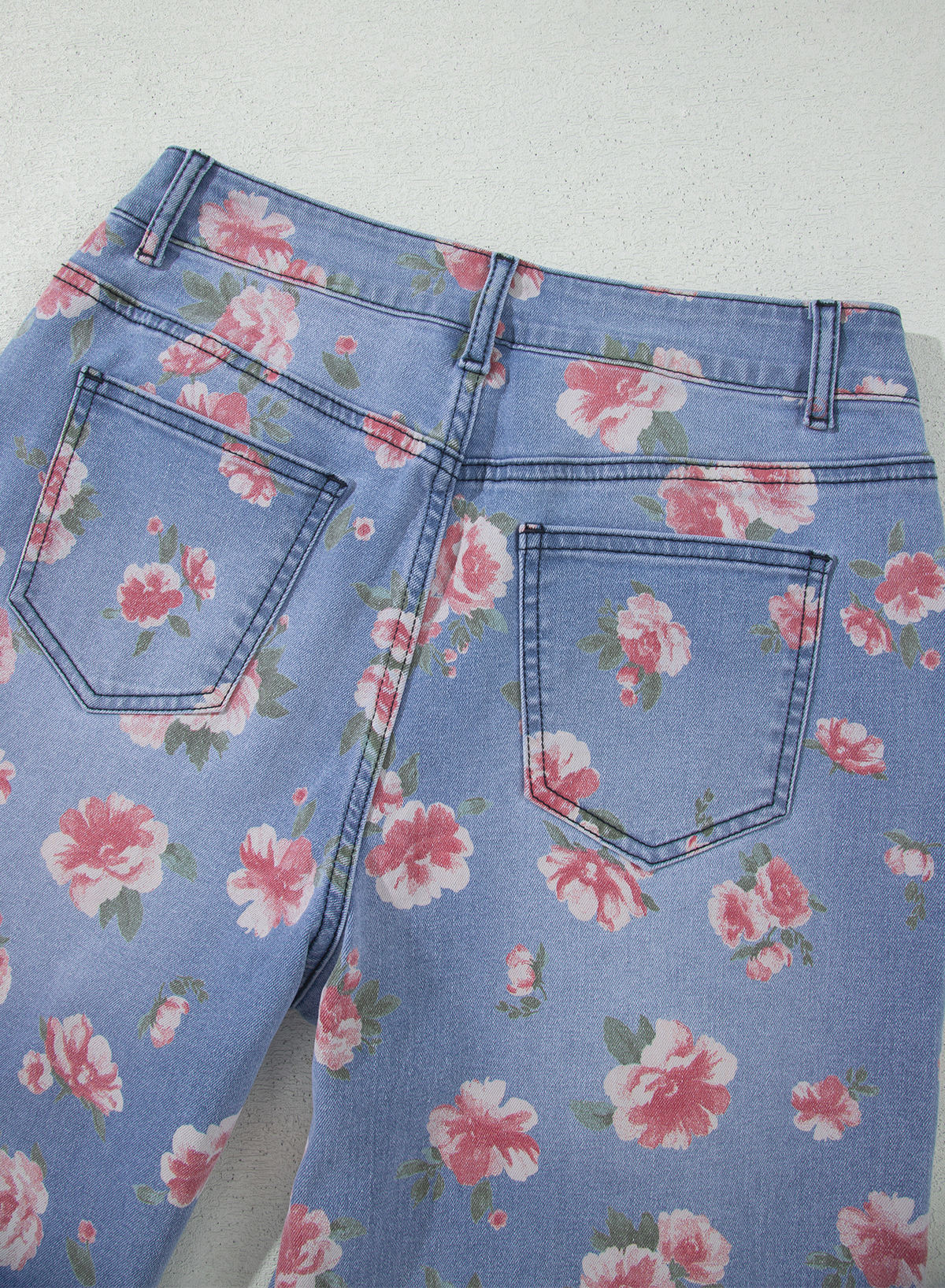 Dokotoo Women's Wide Leg Jeans Floral Print Baggy Denim Pants with Pockets