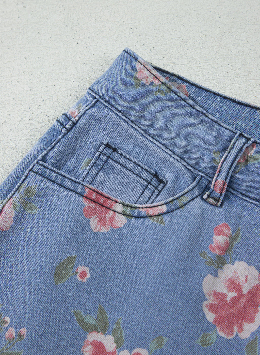 Dokotoo Women's Wide Leg Jeans Floral Print Baggy Denim Pants with Pockets